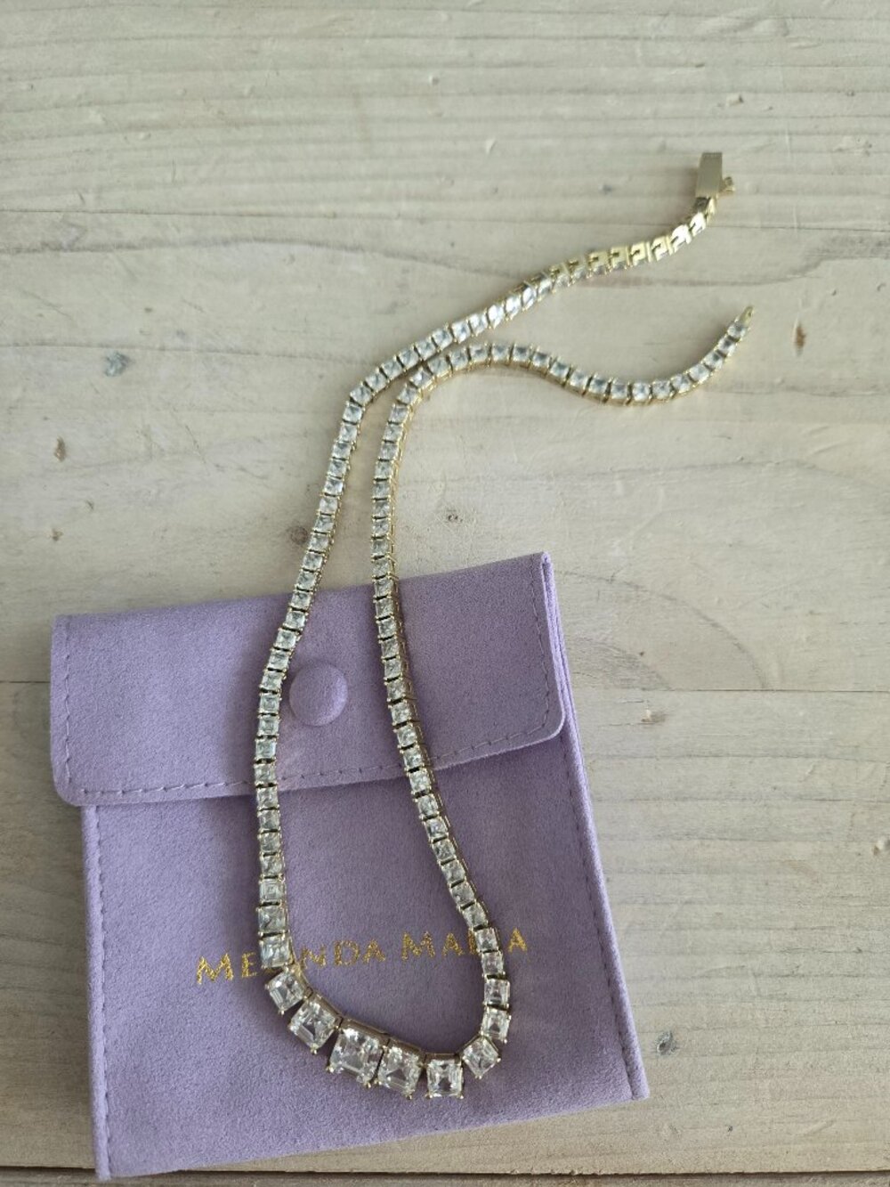 Melinda Maria | Queen's Graduated Tennis Necklace | Gold 16"